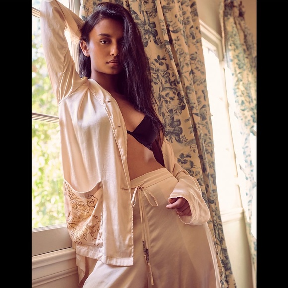 Free People “Silk PJ Set” color is creme (pinkish) - Picture 3 of 3